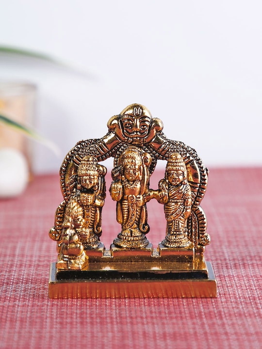 CraftVatika - Antique Gold-Toned Lord Ram Darbar Idol Showpiece