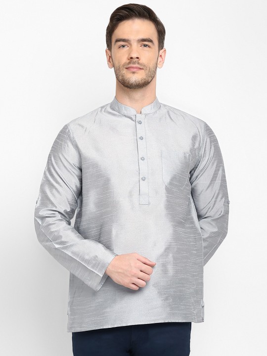 Hangup - Men Grey Dupion Silk Kurta