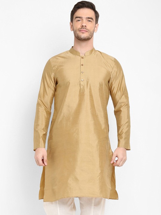 Hangup - Men Khaki Mandarin Collar Kurta