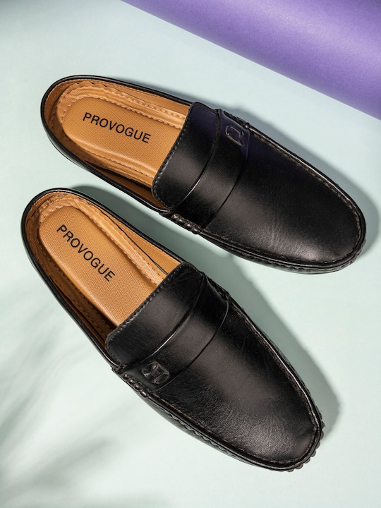 Provogue - Men Black Synthetic Leather Mules
