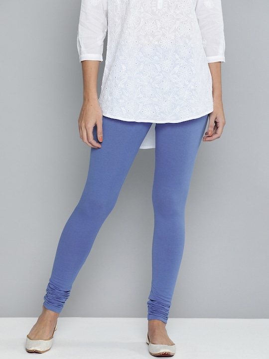 HERE&NOW - Women Blue Solid Churidar-Length Leggings