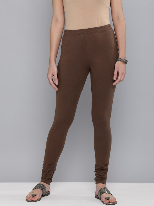 HERE&NOW - Women Brown Solid Churidar-Length Leggings