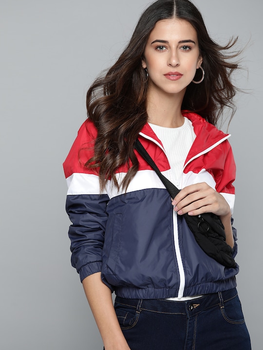 Harvard - Women Navy Blue & Red Colourblocked Tailored Jacket