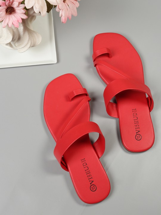 Vishudh - Women Red One Toe Flats