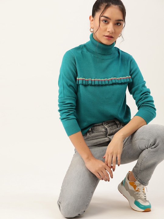 DressBerry - Women Green Striped Pullover
