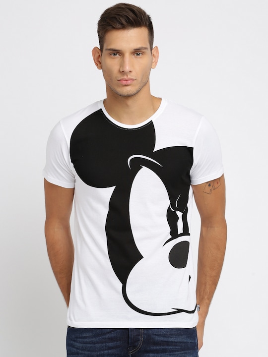 Kook N Keech Disney - Men White Printed Round Neck T-shirt