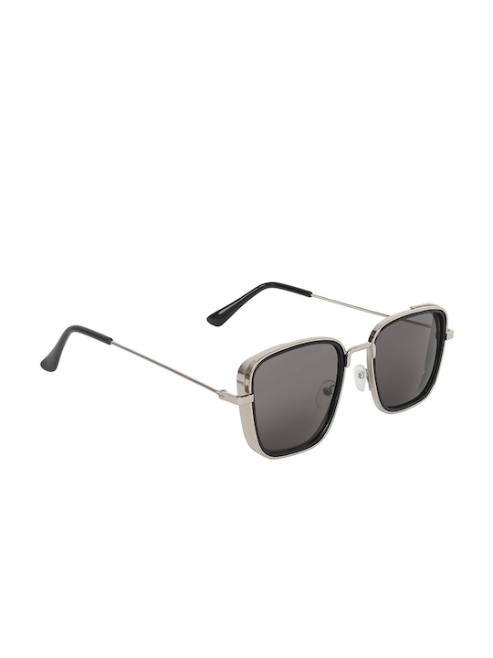 CRIBA - Unisex Black Lens & Gunmetal-Toned Square Sunglasses with UV Protected Lens