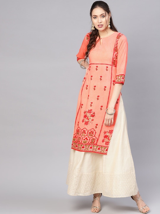 Libas - Women Pink Ethnic Motifs Printed Kurta