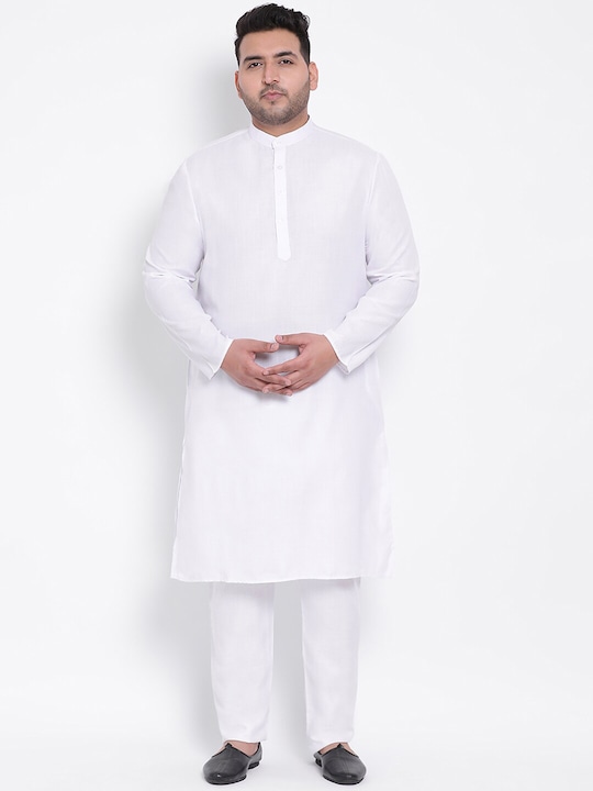 hangup trend - Men White Pure Cotton Kurta with Pyjamas