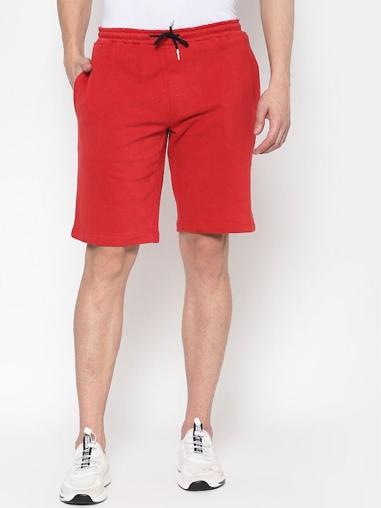 PAUSE SPORT - Men Red Slim Fit Mid-Rise Sports Shorts