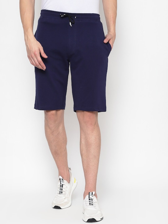 PAUSE SPORT - Men Navy Blue Slim Fit Mid-Rise Regular Shorts