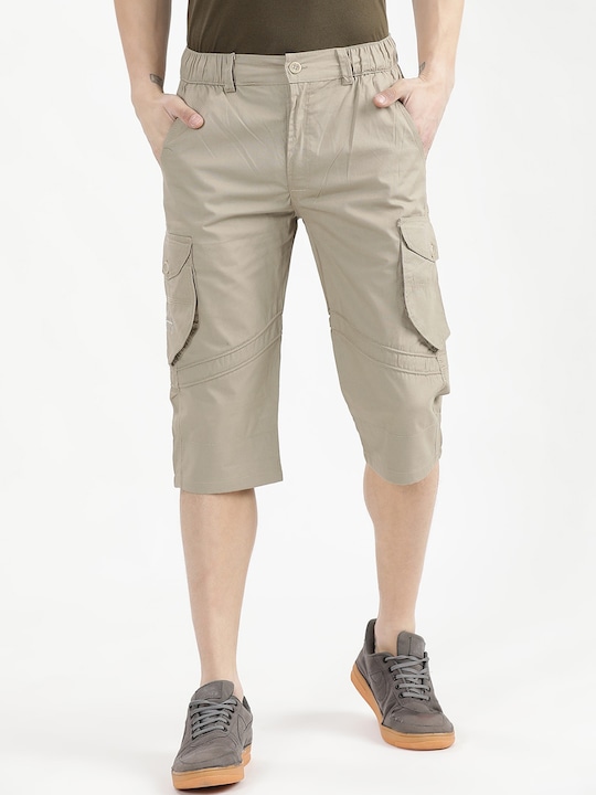 V2 Value & Variety - Men Beige Mid-Rise Cargo Shorts