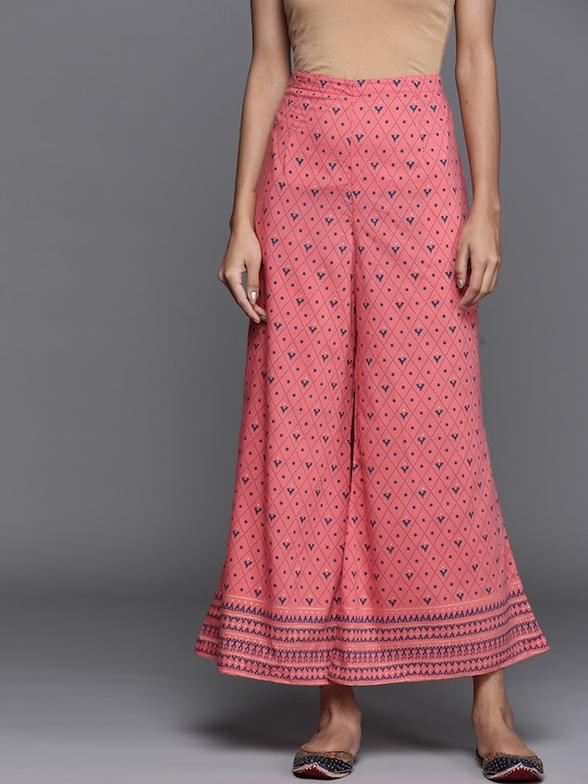 Libas - Women Pink Ethnic Motifs Printed Flared Ethnic Palazzos