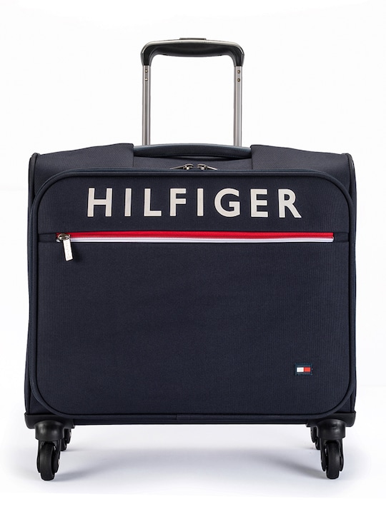 Tommy Hilfiger - Unisex Navy Blue Brand Logo Print Cabin Overnighter Trolley Bag - 45 Litres