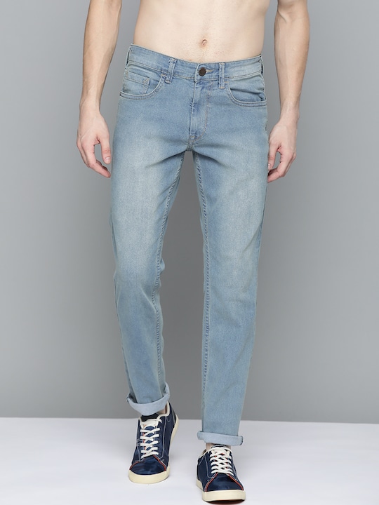 HERE&NOW - Men Blue Lean Slim Fit Heavy Fade Stretchable Jeans