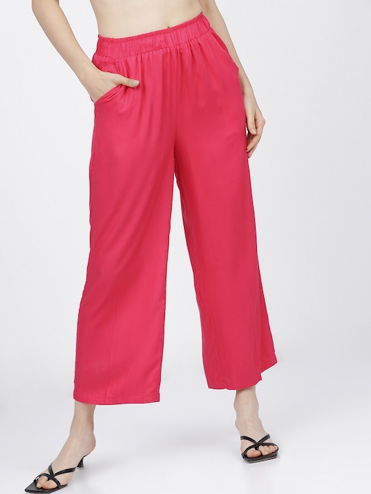 Tokyo Talkies - Women Pink Flared Parallel Trousers