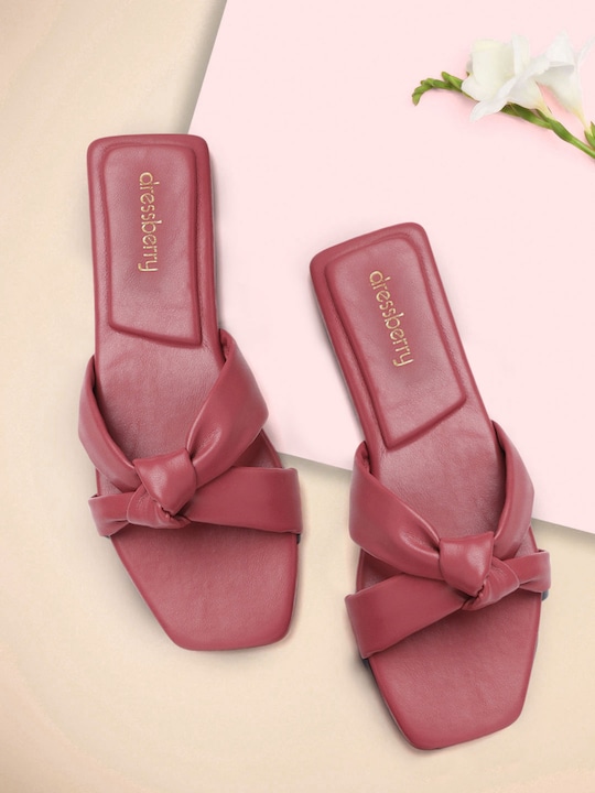 DressBerry - Women Maroon Knot Detail Open Toe Flats