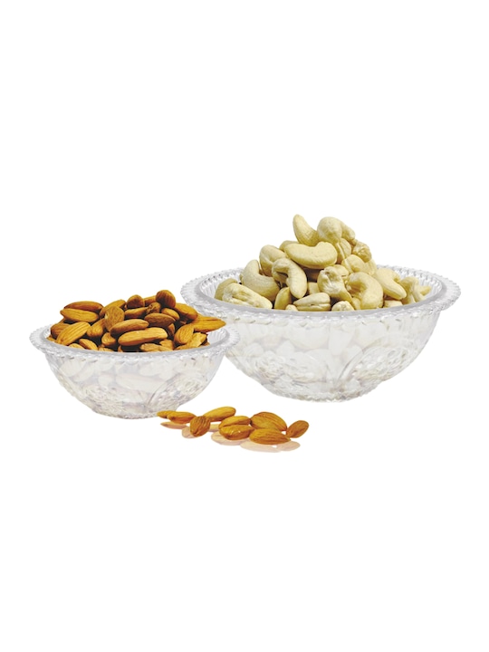 Home Centre - Transparent Set Of 7 Textured Serving Bowl