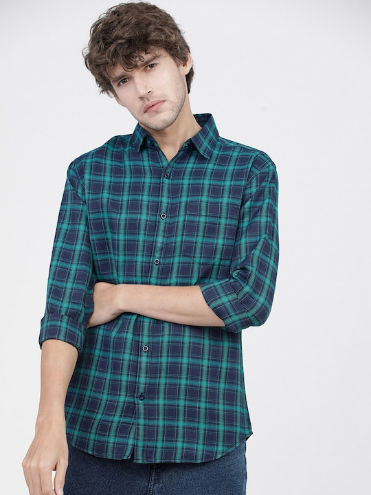 KETCH - Men Slim Fit Tartan Checks Casual Shirt