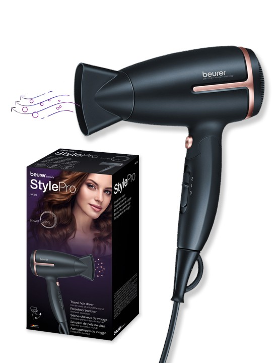 beurer - Black HC25 1600 Watt Travel Hair Dryer