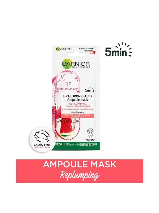 Garnier - Hyaluronic Acid Ampoule Face Sheet Mask with Watermelon - For Dull And Extreme Dry Skin - 15g