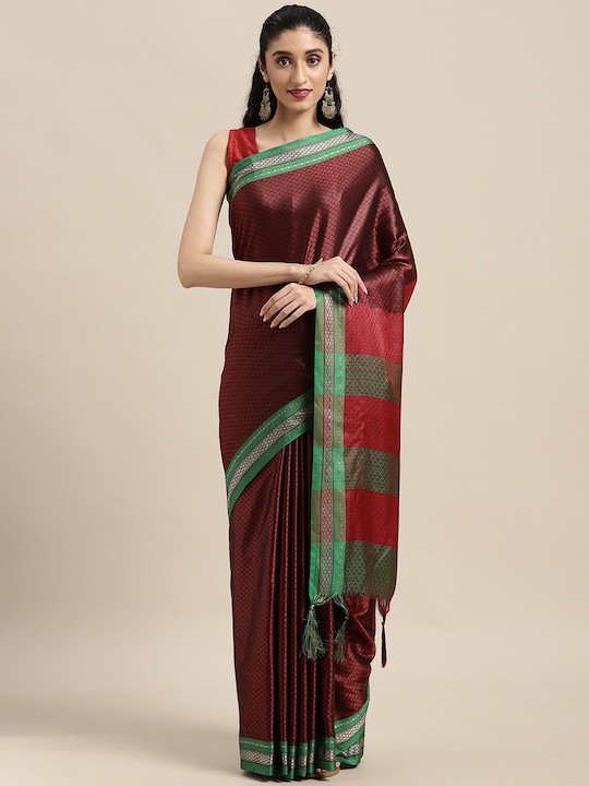 Mitera - Maroon Maharastrian Silk Banarasi Saree