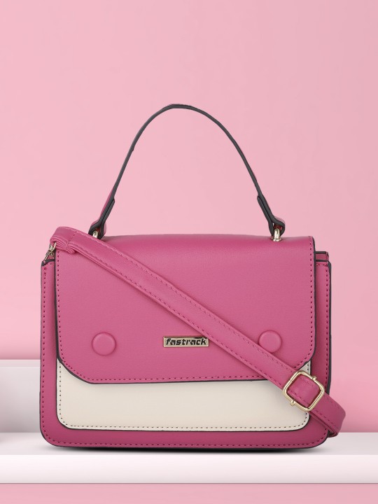 Fastrack - Fuchsia & White Colourblocked Structured Satchel