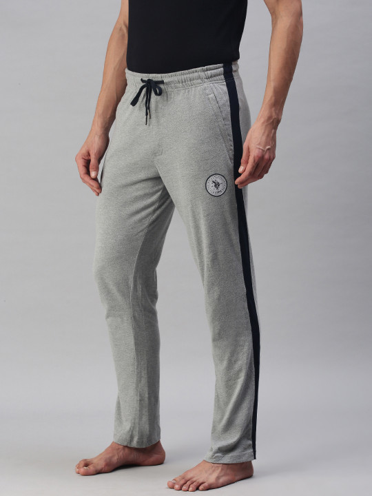 U.S. Polo Assn. - Men Grey & Black Solid Lounge Pants