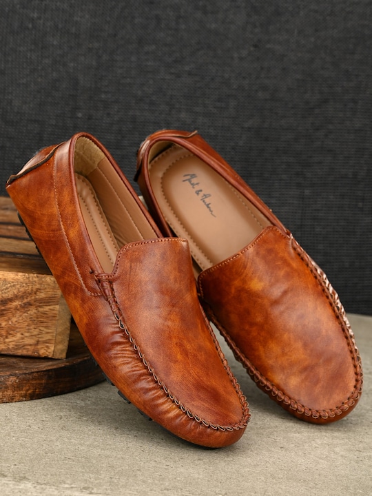 Mast & Harbour - Men Tan Textured Driving Shoes