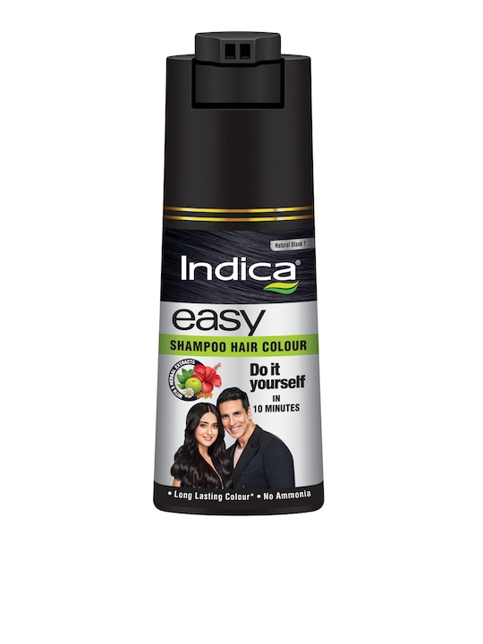 Indica - INDICA Easy Do-It-Yourself Hair Color Shampoo Pump Pack - Natural Black 1 - 180 ml