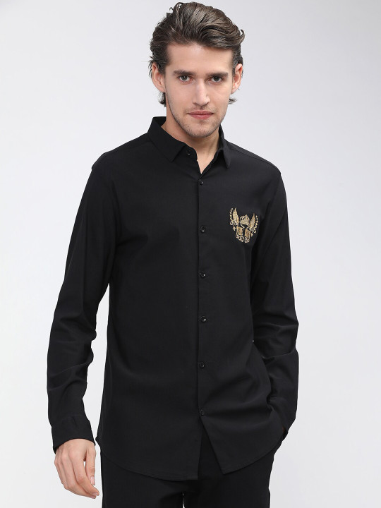 HIGHLANDER - Men Black Slim Fit Casual Shirt