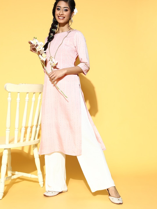 Libas - Pretty Pink Chanderi Silk Pastel Kurta