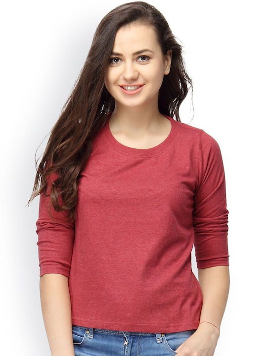Campus Sutra - Maroon Pure Cotton Top