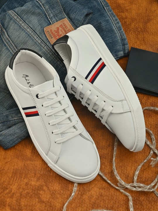 Mast & Harbour - Men White Striped Sneakers