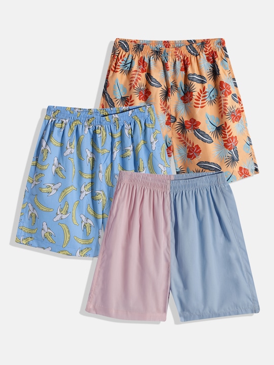 URBAN HUG - Kids Pack of 3 Printed Pure Cotton Boxers UHKBOXPO3043_7-8Y