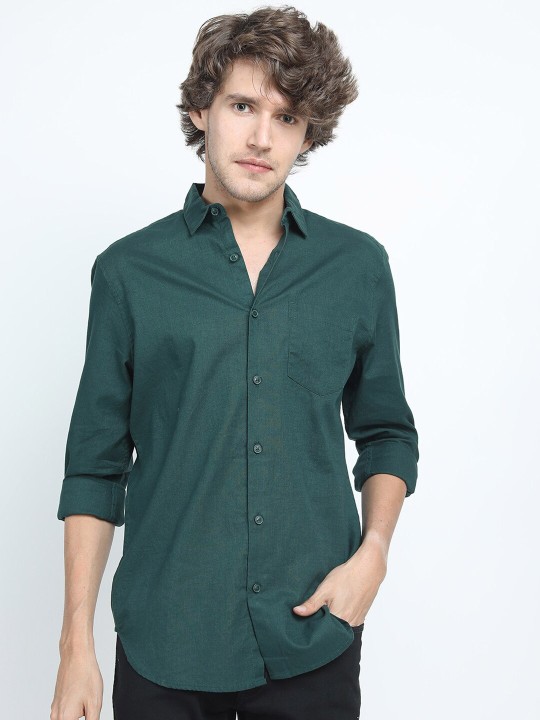 KETCH - Men Green Slim Fit Cotton Casual Shirt