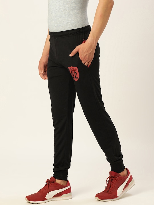 Sports52 wear - Men Black Grey Solid Slim Fit Joggers