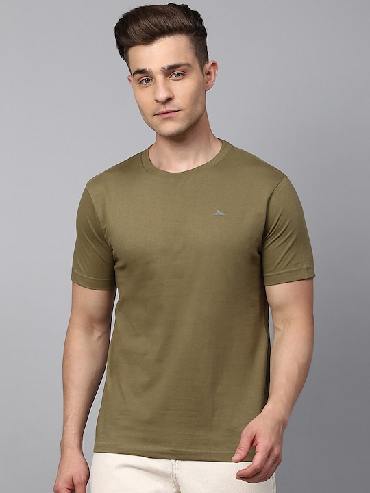 SPARROWHAWK - Men Olive Green Cotton T-shirt