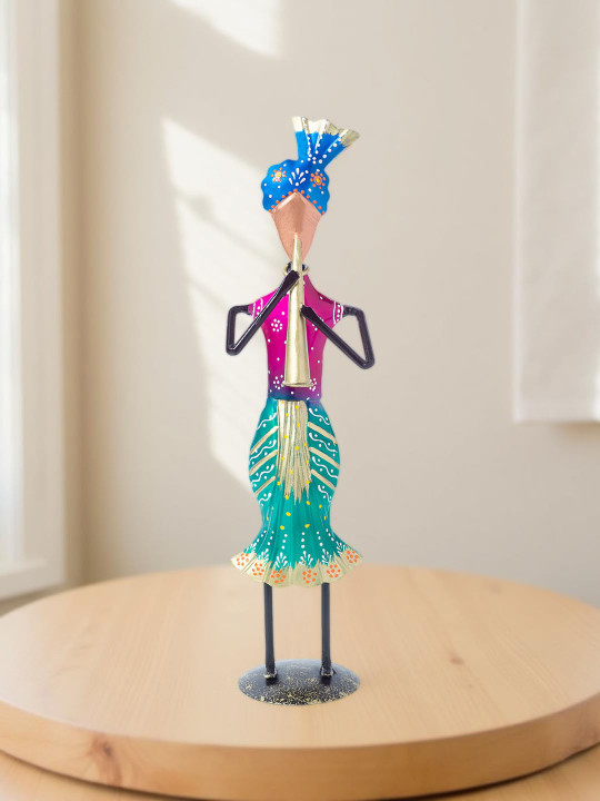 Golden Peacock - Musician Pink Metal Metallic Living Room Hand-Crafted Medium Showpiece - 3 Inches