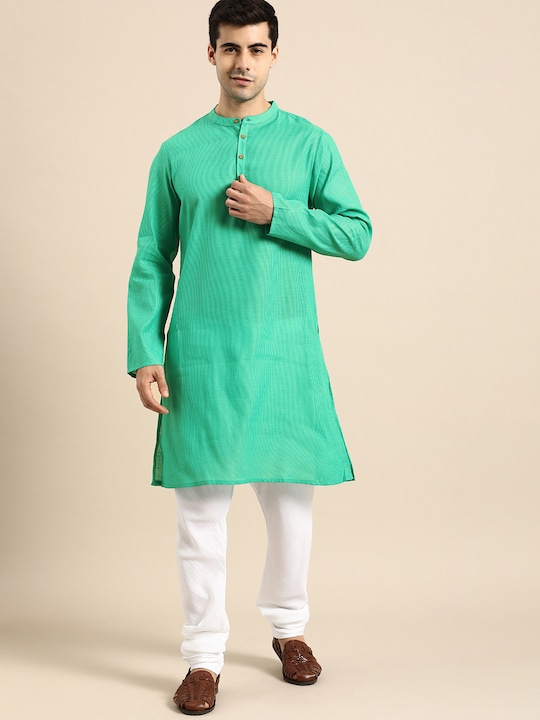 Anouk - Men Sea Green Striped Kurta