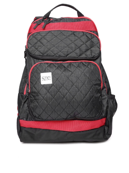 Wildcraft - Unisex Black & Red Toss Quilted Reversible Backpack