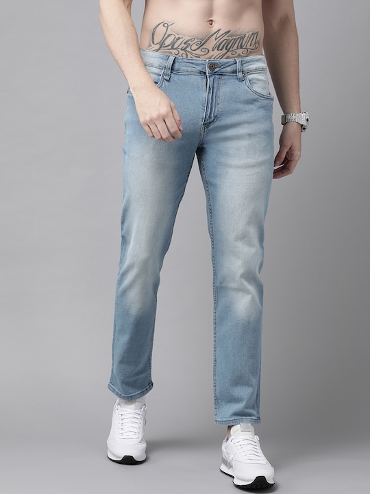 Roadster - Men Blue Slim Tapered Fit Heavy Fade Stretchable Jeans