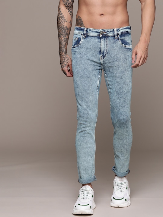 Roadster - The Lifestyle Co. Men Skinny Fit Heavy Fade Acid Wash Stretchable Jeans