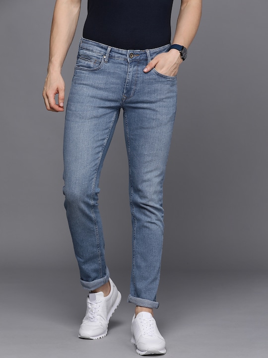 Louis Philippe Jeans - Men Blue Slim Fit Light Fade Mid Rise Stretchable Jeans