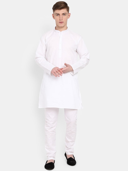 V-Mart - Men White Pure Cotton Kurta with Pyjamas