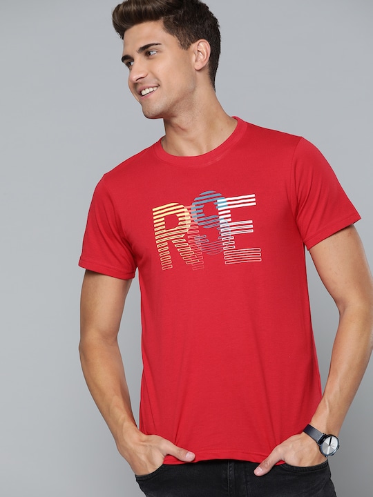 HERE&NOW - Men Red Typography Printed T-shirt