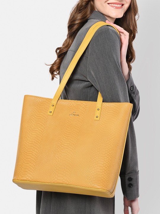 Lavie - Pavo Nov Yellow Textured Shoulder Bag