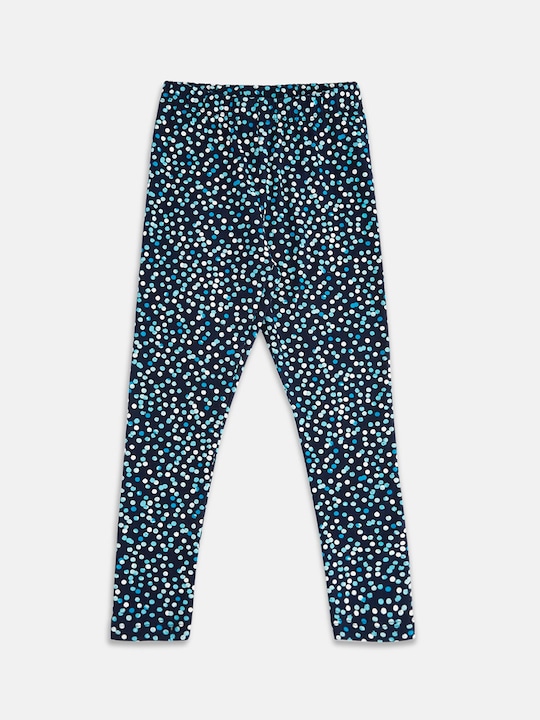 Pantaloons Junior - Girls Navy Blue Printed Ankle Length Cotton Leggings