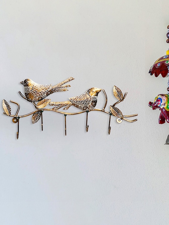 Home Centre - Gold-Toned Corsica Iron Bird Hook