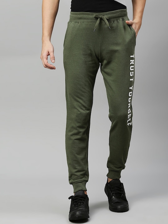 High Star - Men Olive Green Solid Slim-Fit Joggers